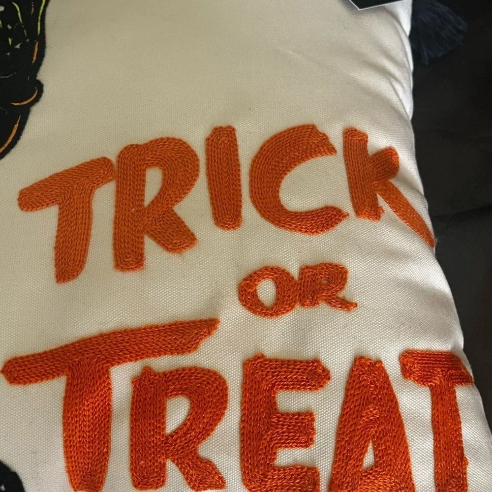 Disney Mickey Mouse Halloween Throw Pillow Trick or Treat Skull Embroidered NWT